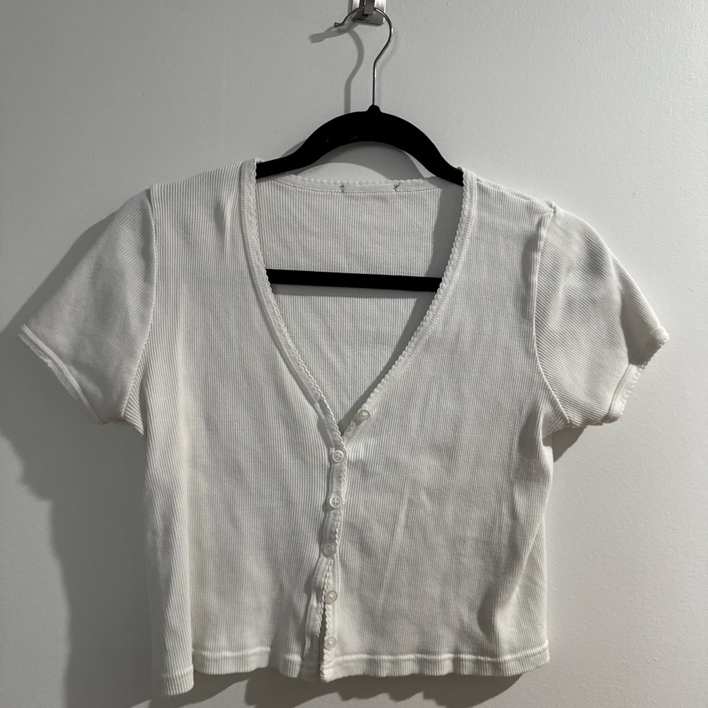 White Button-Up Cropped Top